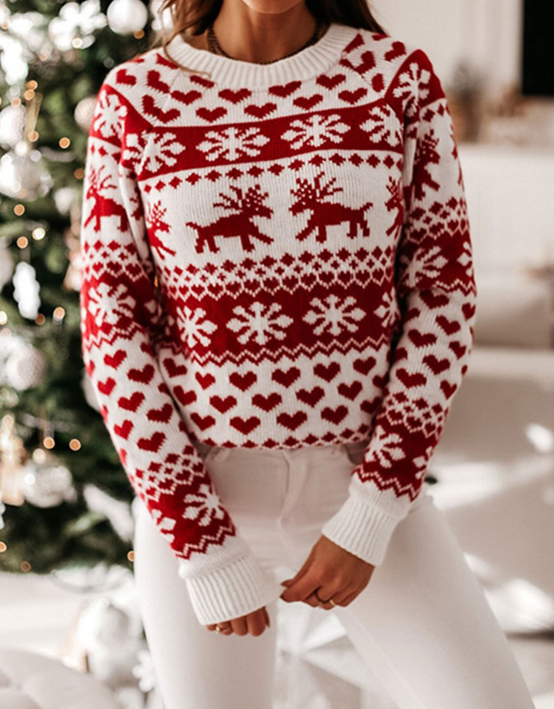 Kvindernes hyggelige julesweater med traditionelt mønster Stilla