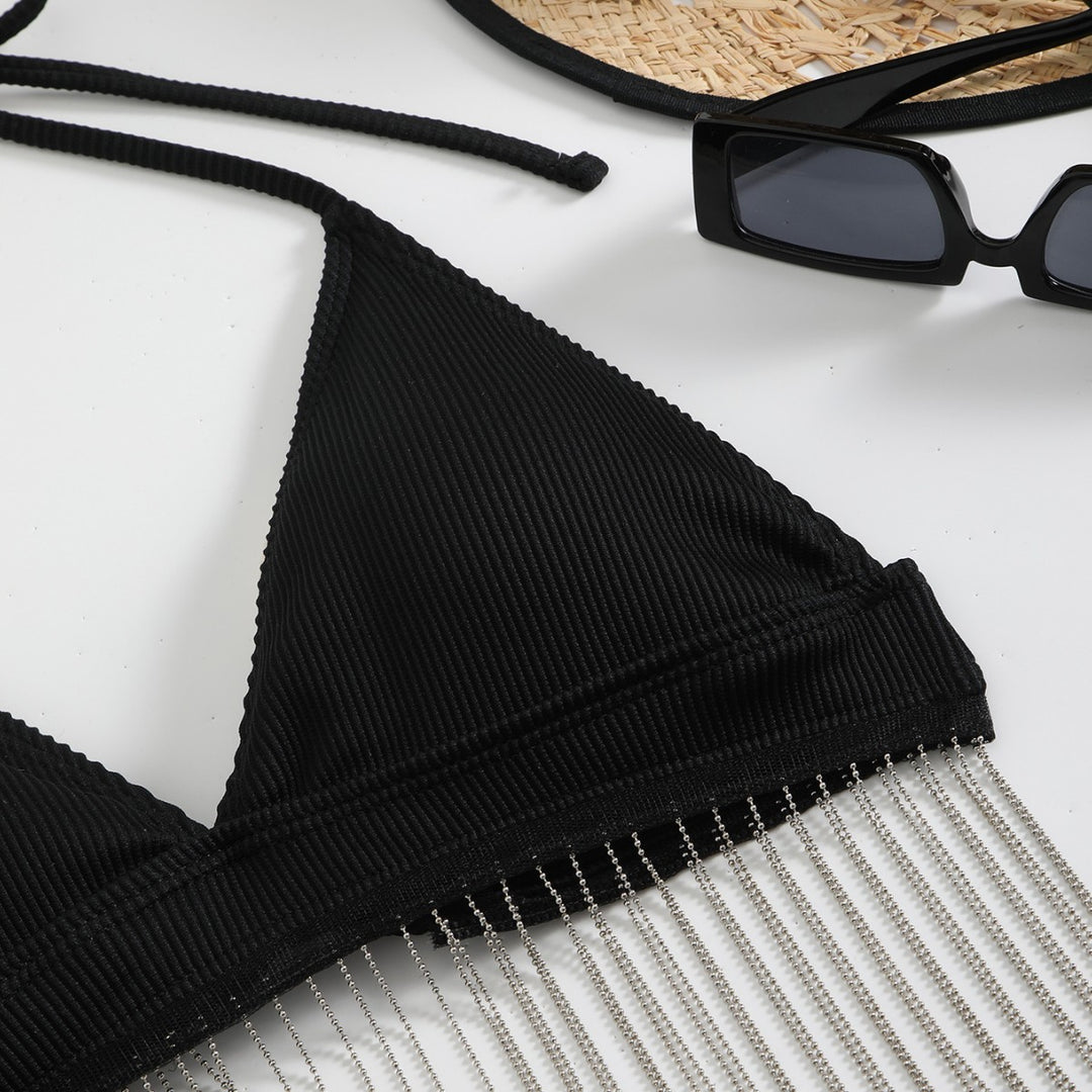 Dame Triangel-Bikini med festligt fransen-design Skovae
