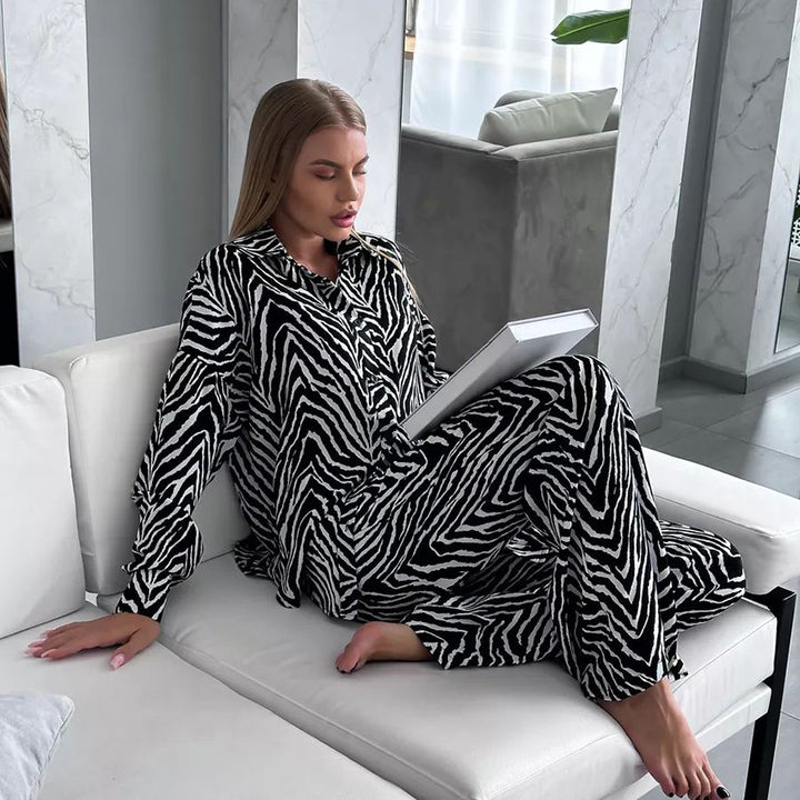 Dame elegant og behagelig sæt med zebra-design Stilla
