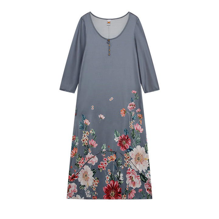 Dame Langærmet Floral Print Maxi Kjole Stilla