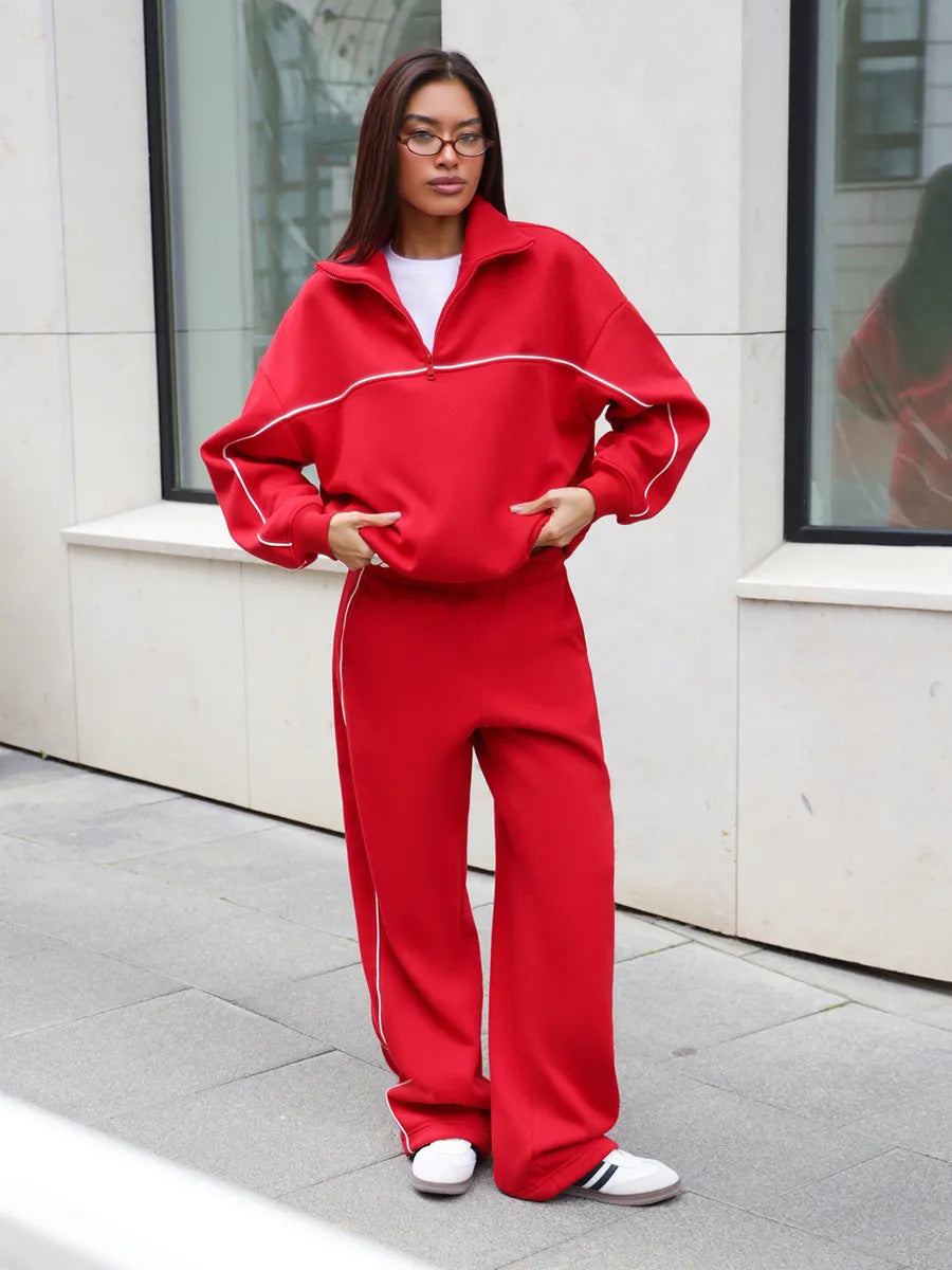 Kvinders cropped tracksuit med høj krave og slank lynlås Skovae