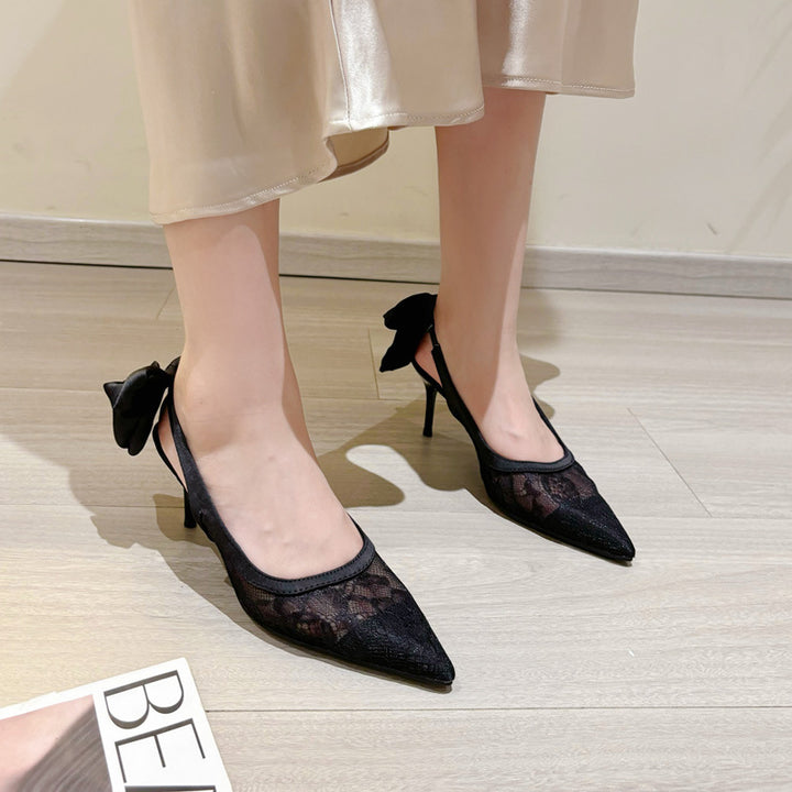 Dame Slingback High Heels med elegant spids og bånd af spids Stilla