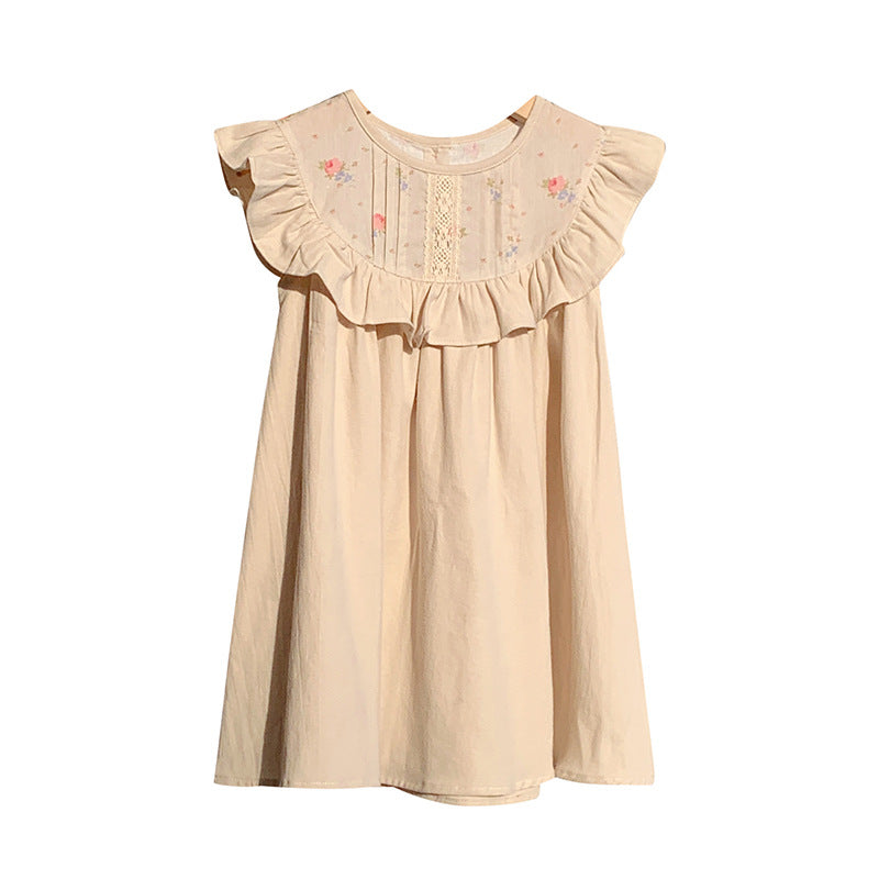 Pige Floral Broderet Kjole Stilla