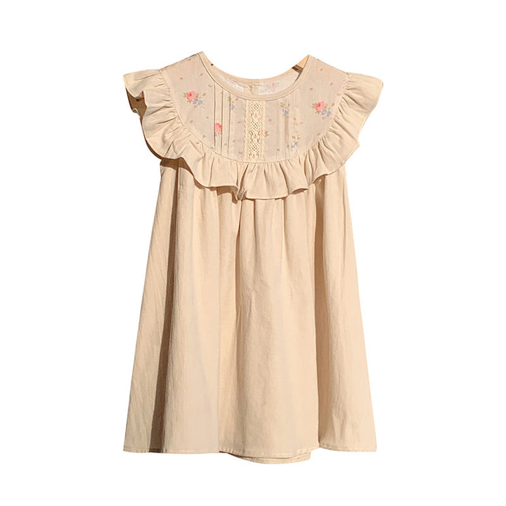 Pige Floral Broderet Kjole Stilla