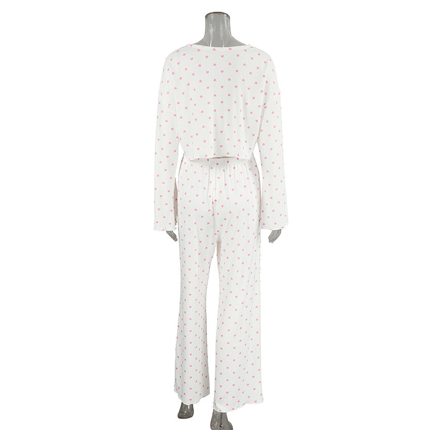 Dame luksuriøst pyjamas-sæt med stribet top og behagelige loose-fit bukser Stilla