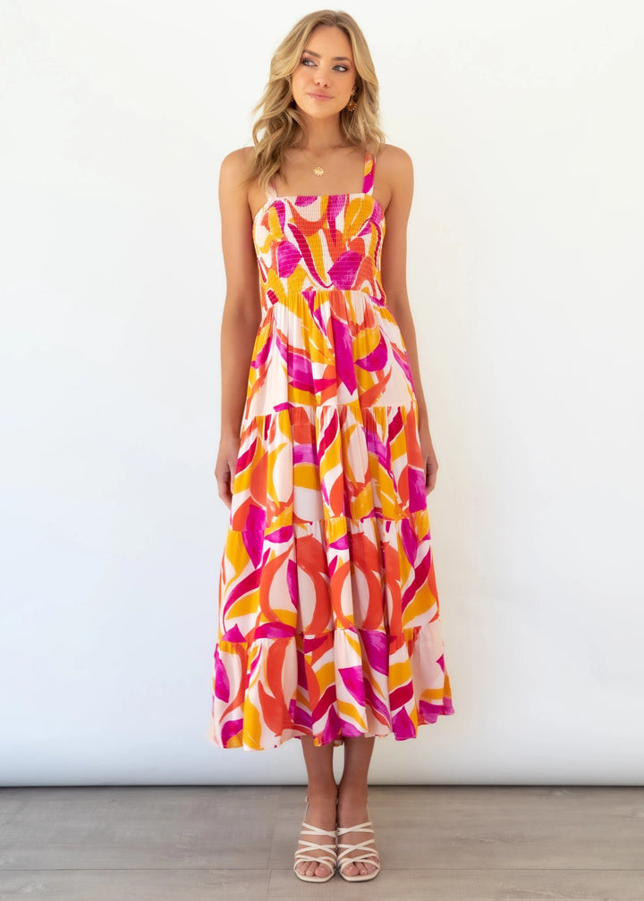 Dame Maxikjole med blomstret design Stilla