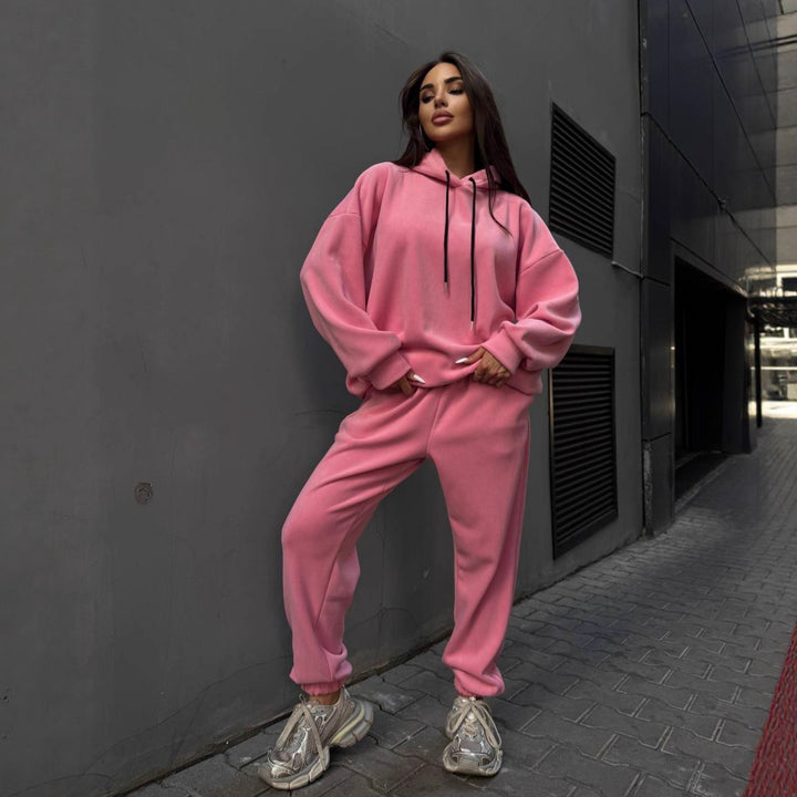 Damer hyggelig afslappet pasform tracksuit med elastisk talje og praktiske lommer Skovae