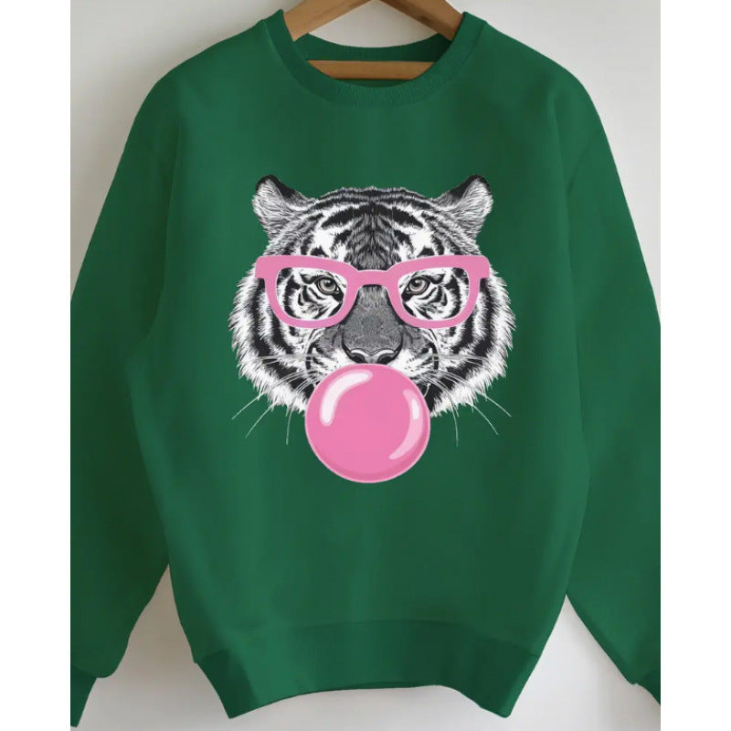 Kvindernes sweatshirt med kreativ tiger grafikdesign Skovae