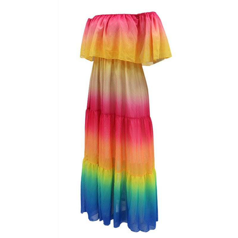 Dame Off-Shoulder Lag Maxi Kjole Stilla
