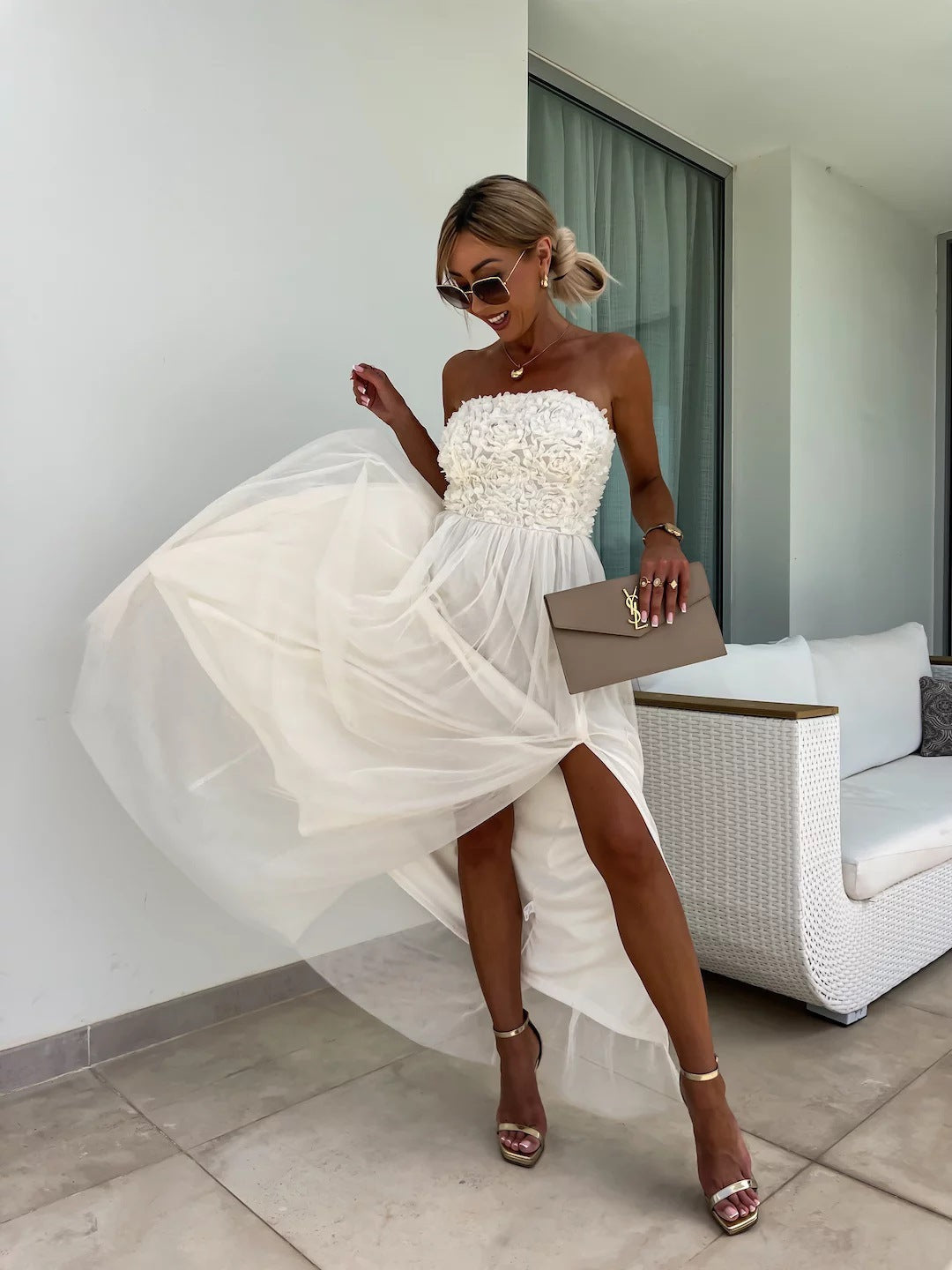 Stilla | Elegant Blomster Bustier Maxikjole