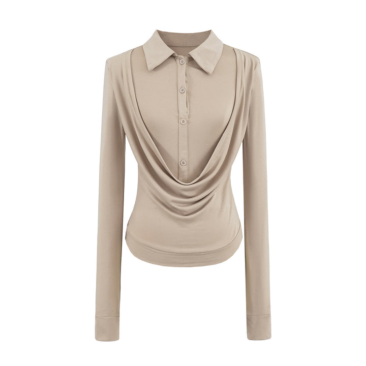 Damebluse med smart draperingseffekt og knapdetalje Stilla