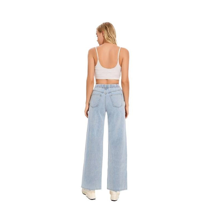 Dame brede jeans med elastisk talje og afslappet pasform Skovae