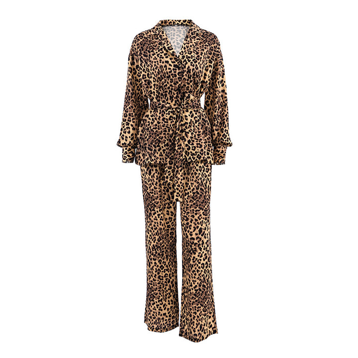 Dame Kimono-kåbe med leopardmønster og taljebælte Stilla