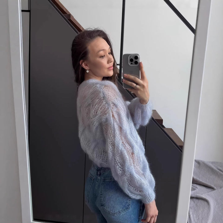 Dameblød Mohair Sweater med Voluminøse Ærmer Stilla