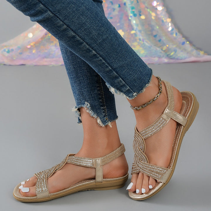 Dame Elegante Sandaler med dekorative Krystalakcenter Stilla