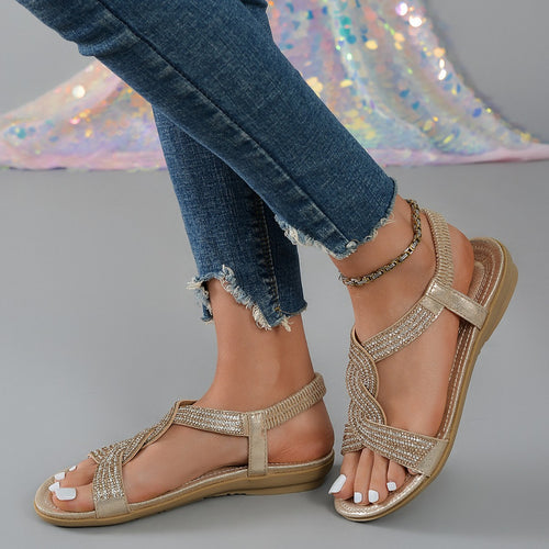 Dame Elegante Sandaler med dekorative Krystalakcenter Stilla
