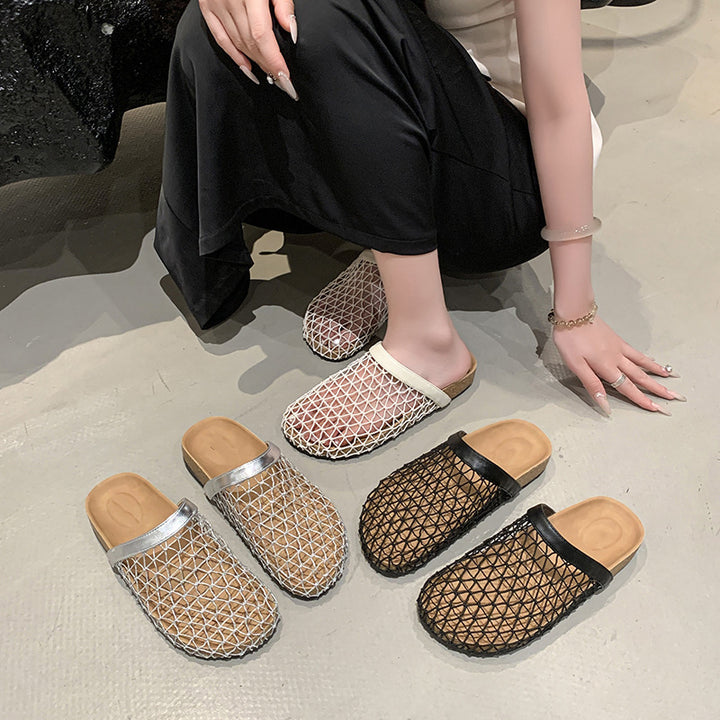 Femme Open-Toe Mesh Slide Mules med behagelig korkfodbed Stilla
