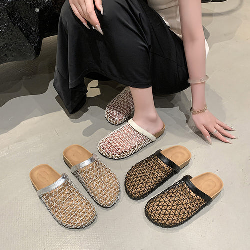 Femme Open-Toe Mesh Slide Mules med behagelig korkfodbed Stilla