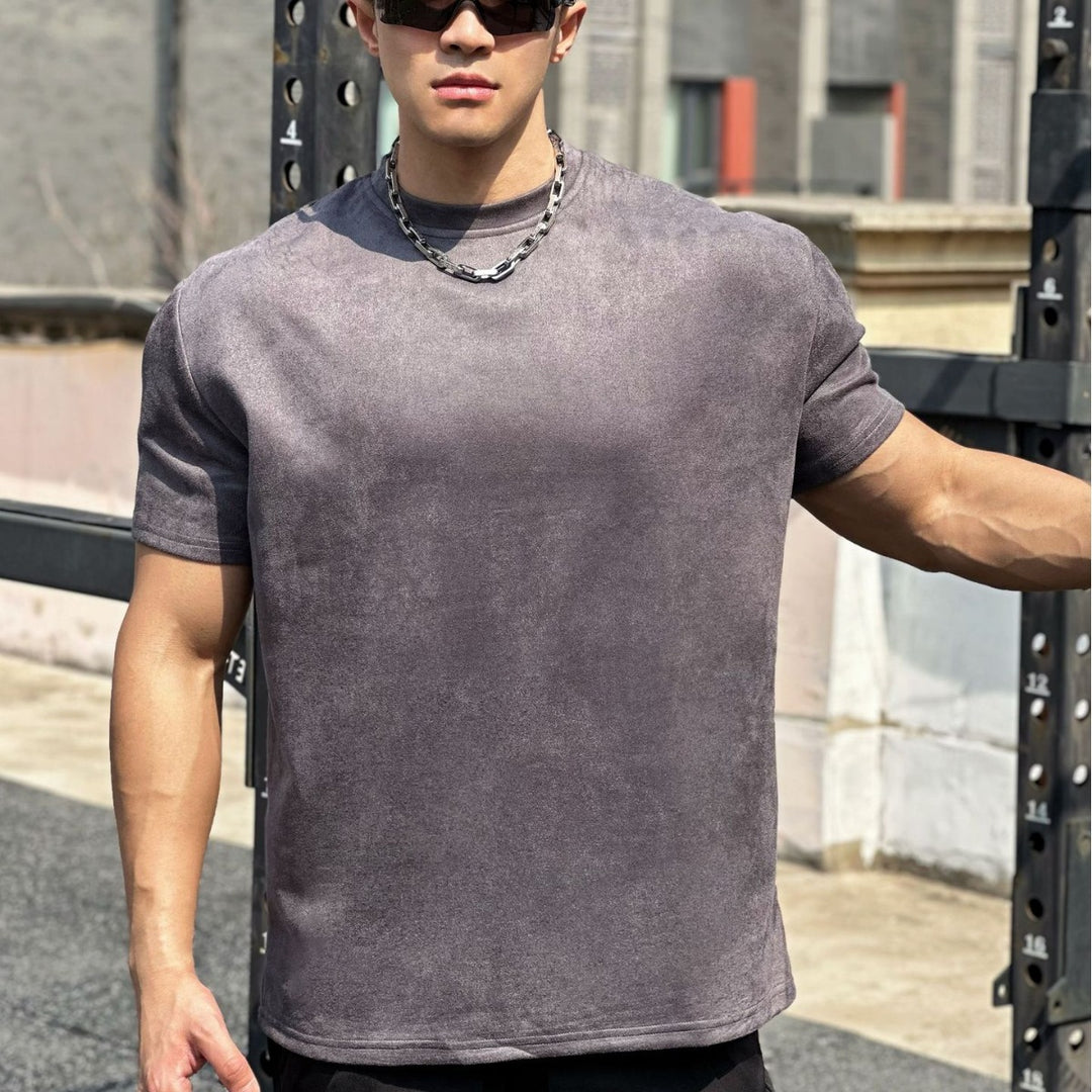 Herren Sportliches Fleece T-Shirt med forstærket krave og afslappet snit Stilla