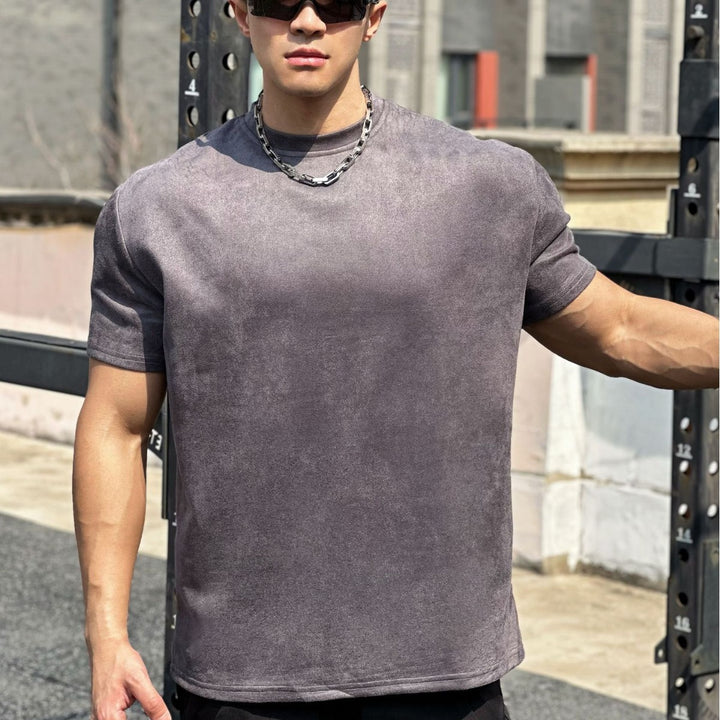 Herren Sportliches Fleece T-Shirt med forstærket krave og afslappet snit Stilla