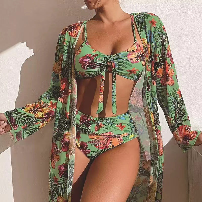 Femme Tropical Print To-delt Badedragt med gennemsigtig Cover-Up Stilla