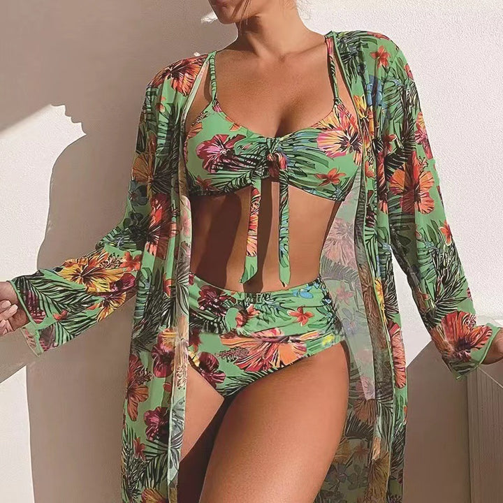 Femme Tropical Print To-delt Badedragt med gennemsigtig Cover-Up Stilla