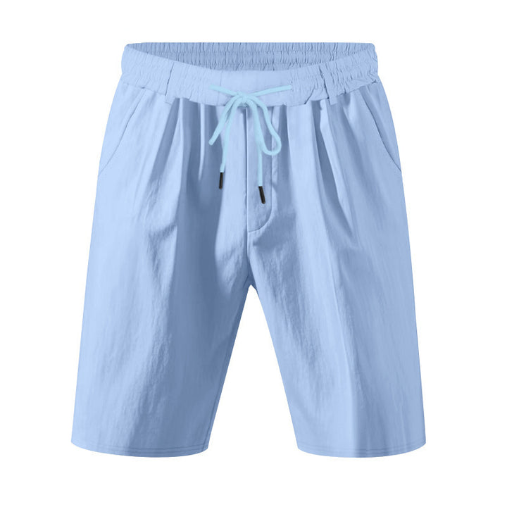 Herrer knæ-lange lette funktionelle shorts med elastisk talje, snortræk og dybe stiklommer Skovae