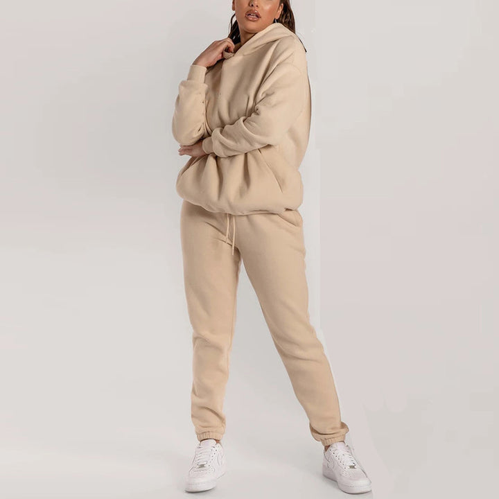 Kvinders casual hoodie sæt med praktiske lommer og elastisk talje Stilla