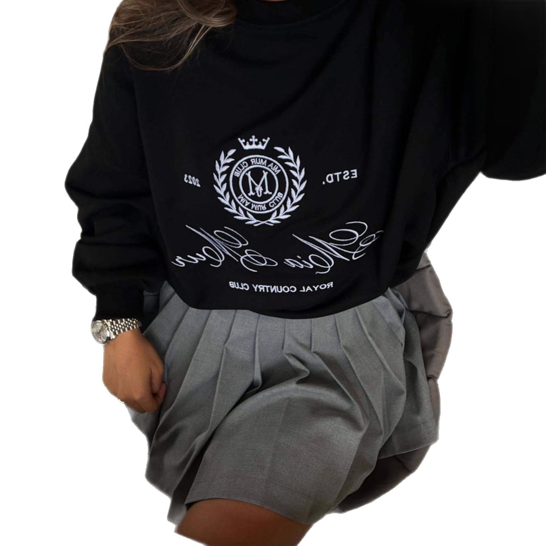 Dame Casual Oversized Sweatshirt med Elegant Broderi Design Stilla