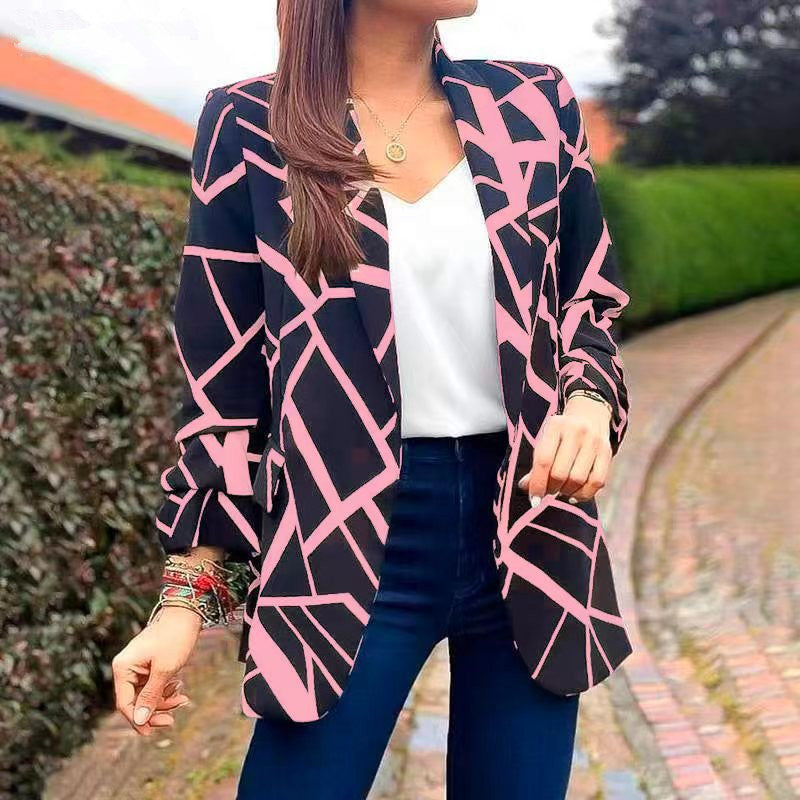 Dame Blazer med moderne geometrisk mønster og afslappet pasform Stilla