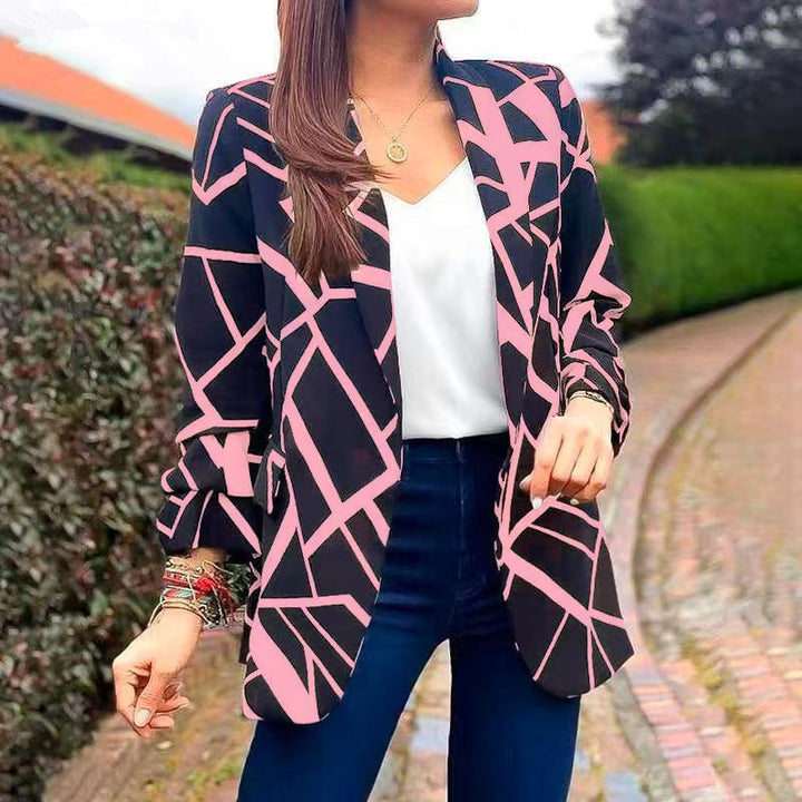 Dame Blazer med moderne geometrisk mønster og afslappet pasform Stilla