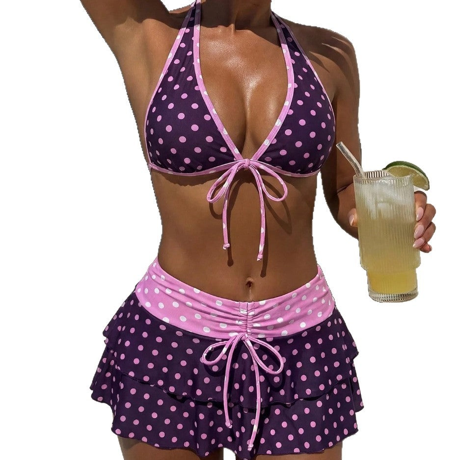 Dame Triangel-Bikini med rynket nederdel Skovae