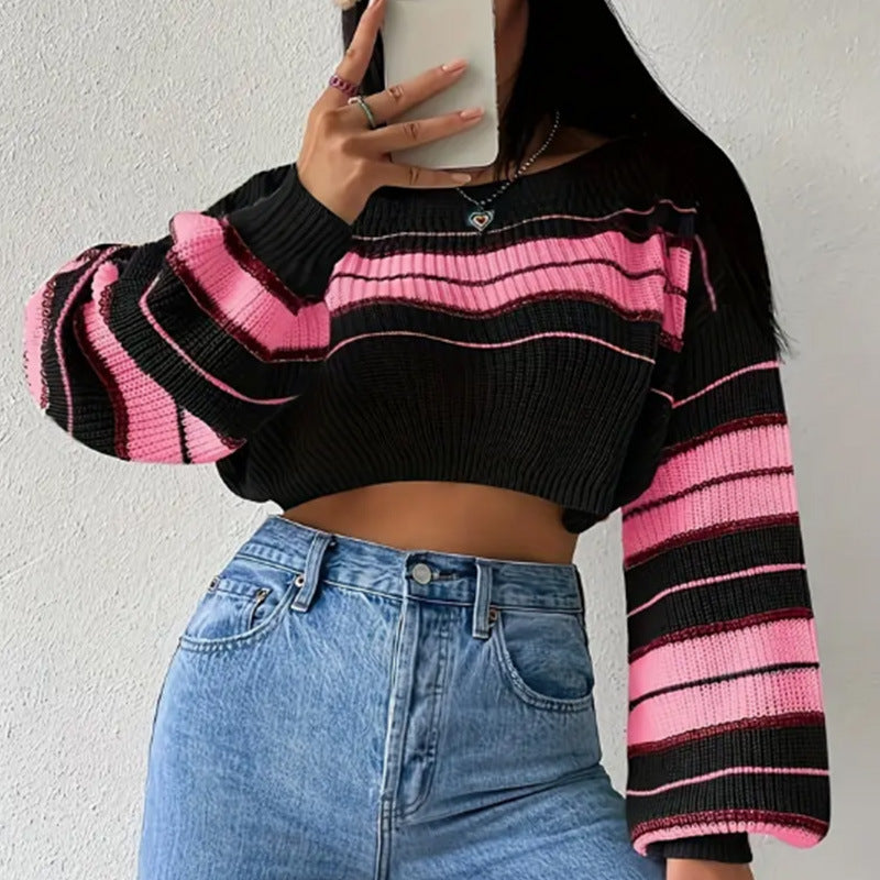 Femme stribet Crop-Top-Pullover Stilla