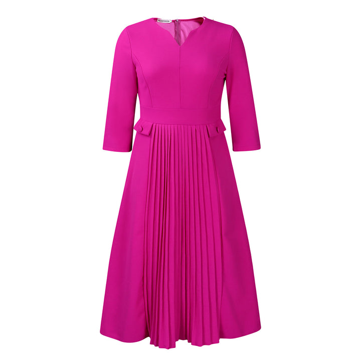 Dame midikjole med elegant plissé-look Stilla