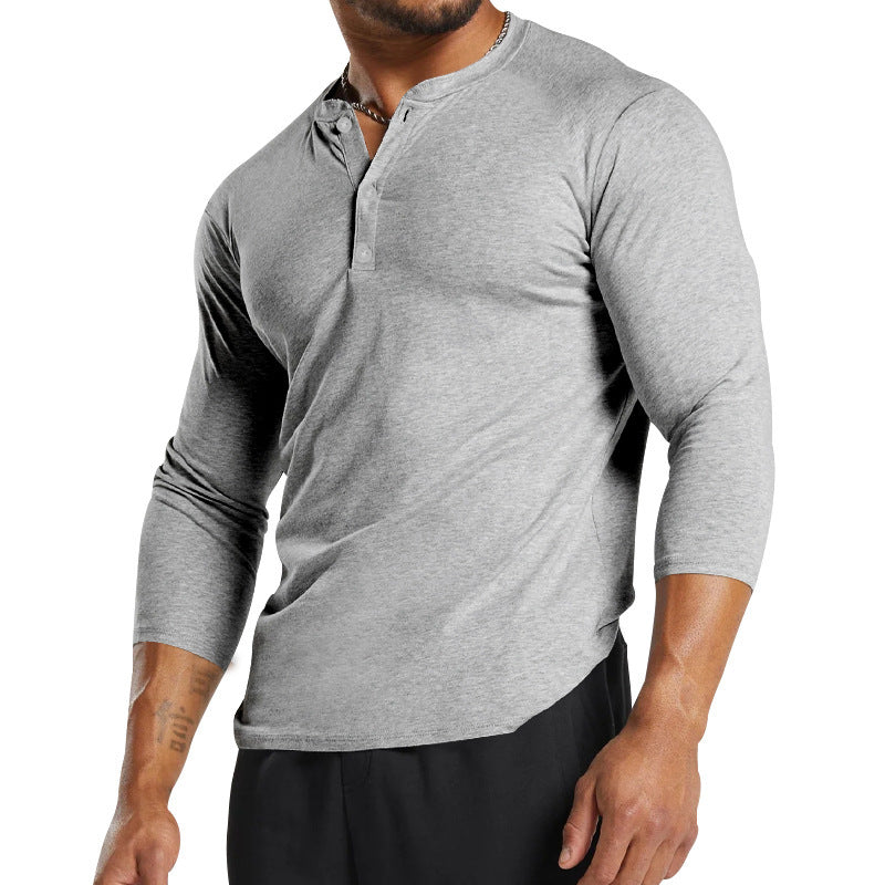 Herrer langærmet Henley-shirt lavet af åndbart materiale Stilla