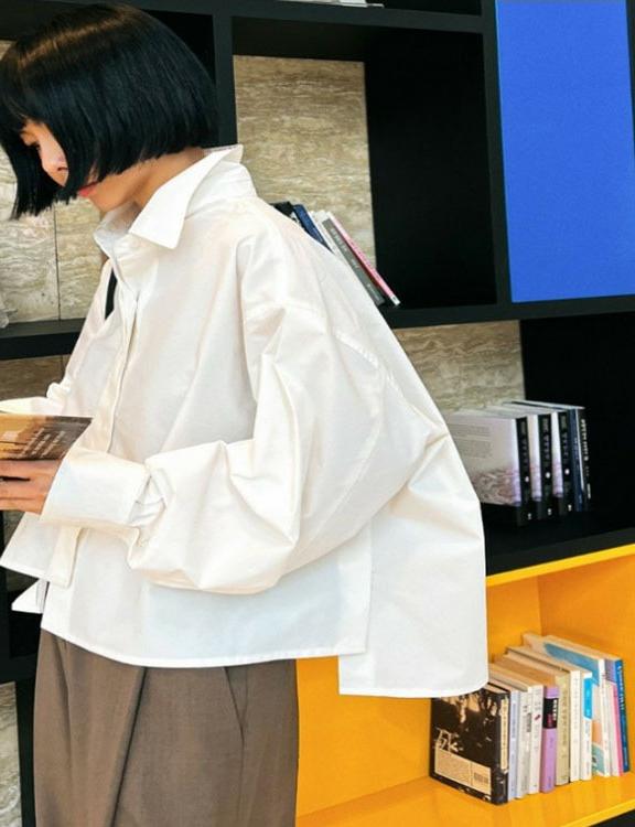 Dame Oversized Skjortebluse med innovativ snit og voluminøse ærmer Stilla