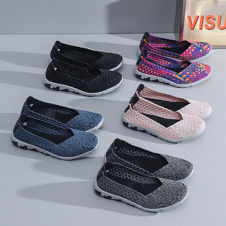 Dame nan strikket Slip-On fritidssko med flettet overdel og skridsikker flexsål Skovae