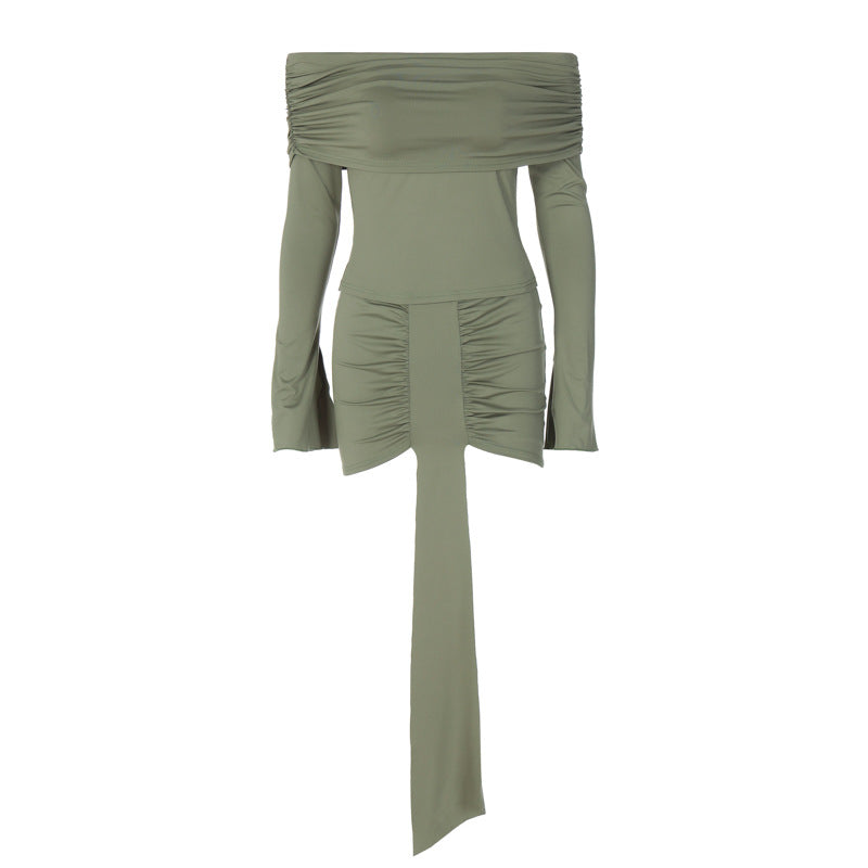 Dame Off-Shoulder Mini-Kjole med raffineret Ruffle-design og talje-snøring Stilla