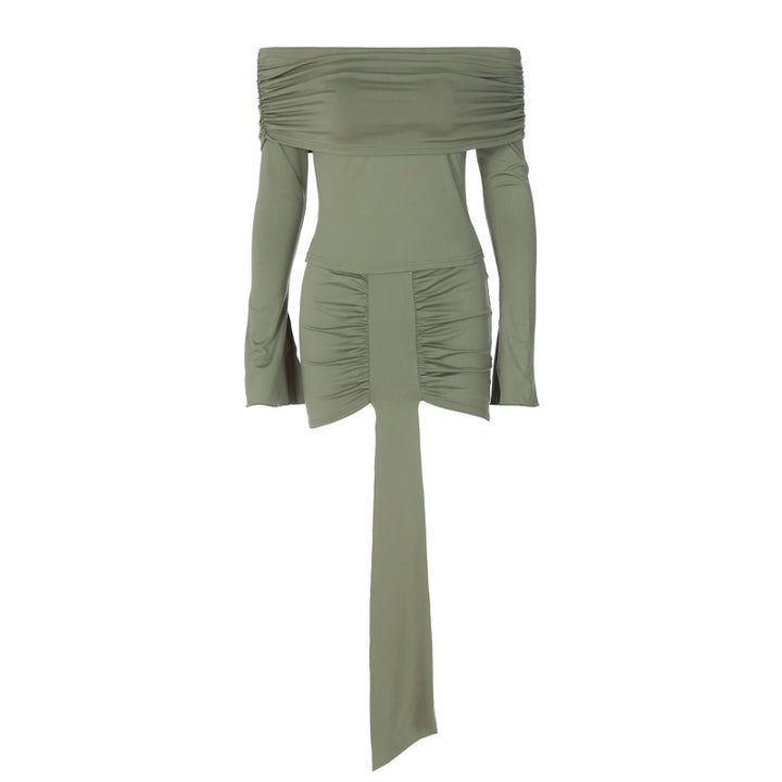 Dame Off-Shoulder Mini-Kjole med raffineret Ruffle-design og talje-snøring Stilla