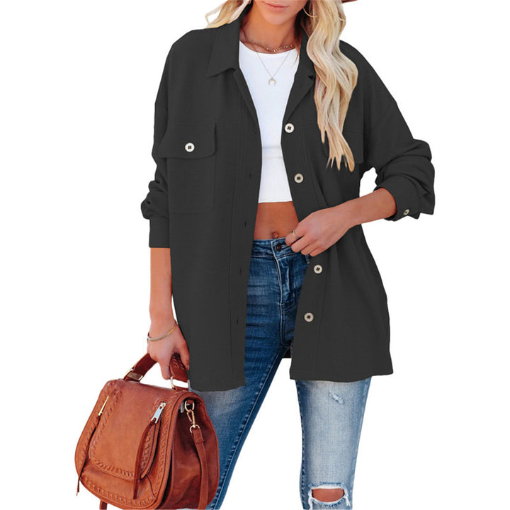 Dame Overshirt med struktureret stof og knapbar front Stilla