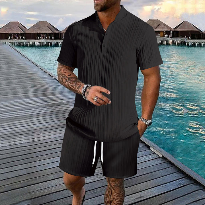 Herren stilfulde kortærmet polo t-shirt og shorts sæt Stilla