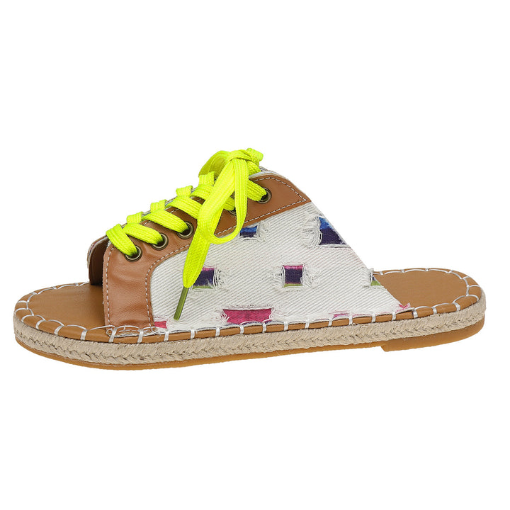 Dame fritids-sandaler i afslappet camo-stil med snøredetalje Stilla