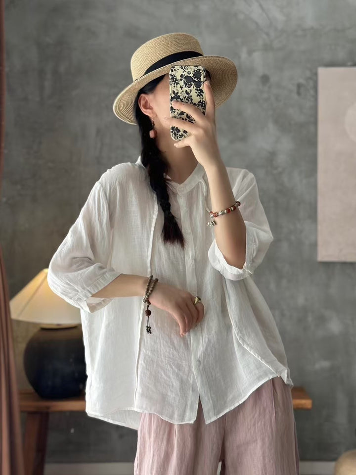 Femme Letvægts Button-Up Linnedæksel Stilla