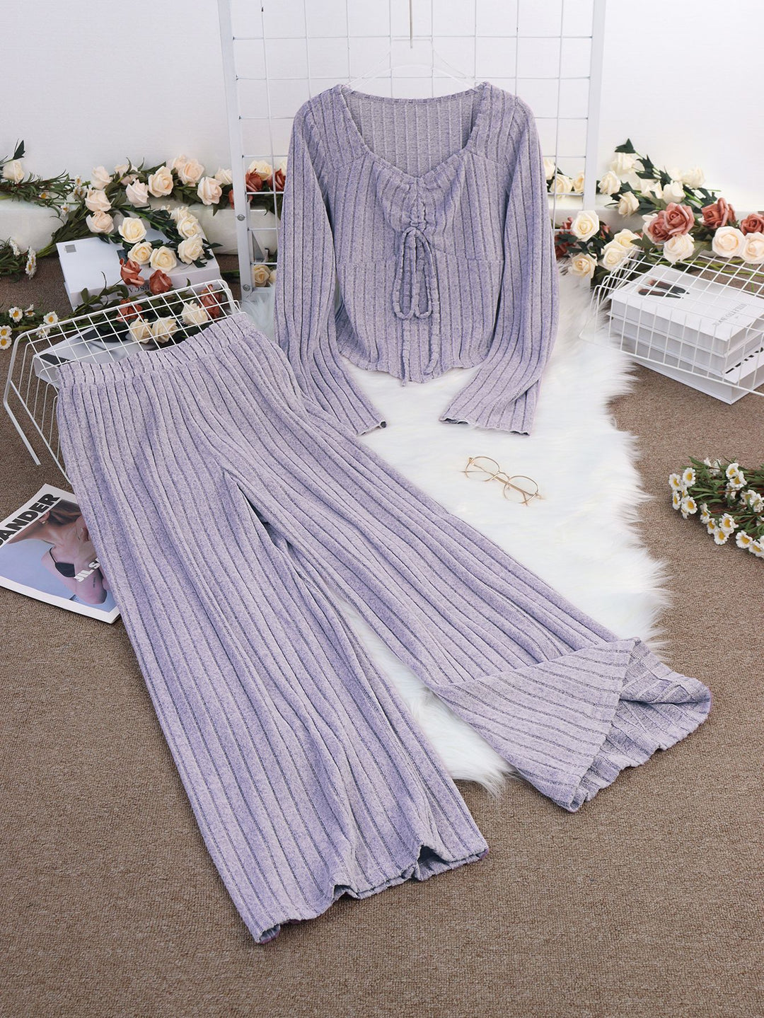 Dame Loungewear Sæt med stribet design og komfortabel pasform Stilla