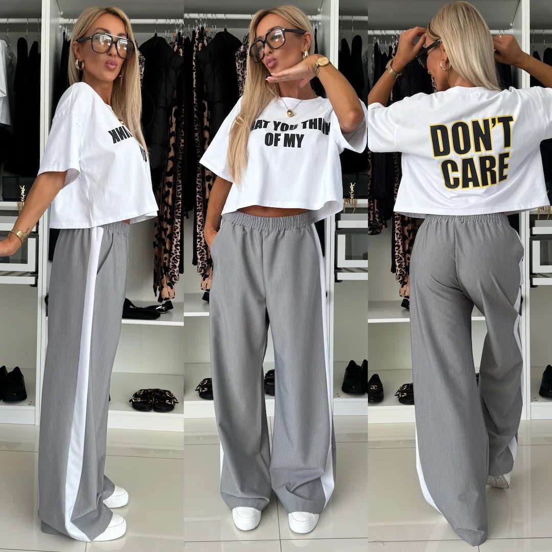 Kvinder casual crop top og brede joggerbukser sæt Skovae