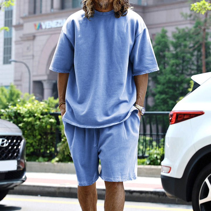 Herrer afslappet oversized T-shirt og shorts sæt Stilla
