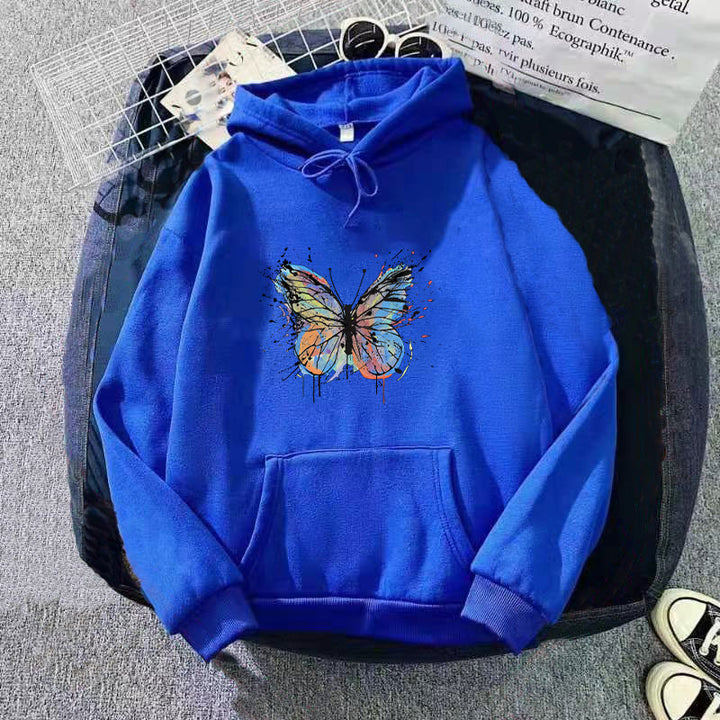 Kvinders hoodie med tiltalende sommerfugledesign Skovae