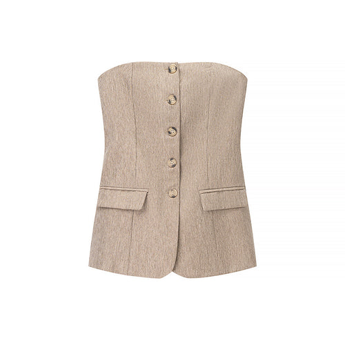 Dame Skræddersyet Blazer Vest med elegante knapdetaljer og praktiske lommer Stilla