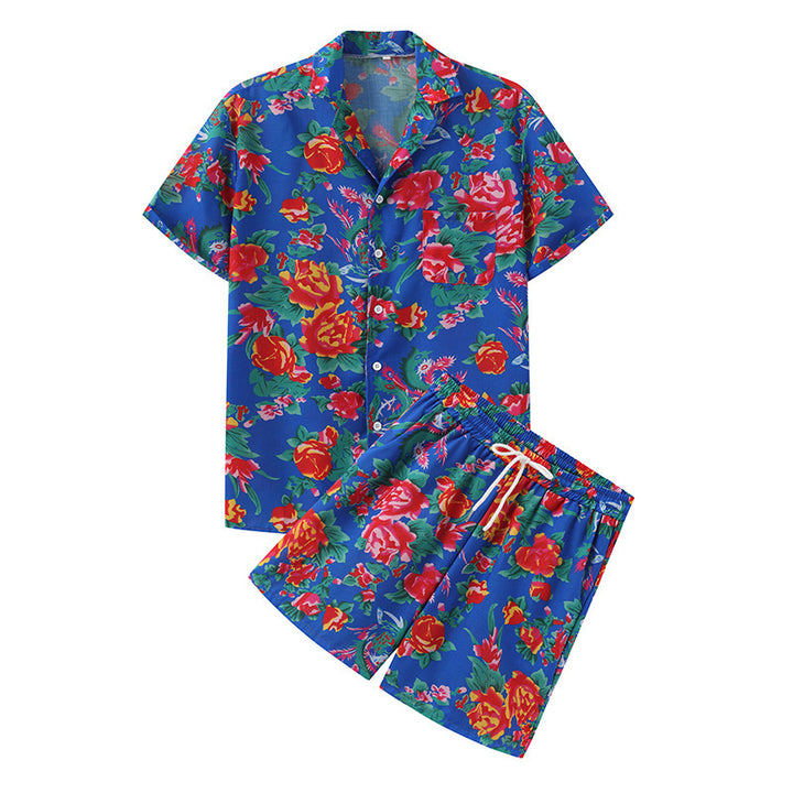 Dame sommerligt kortærmet skjorte og shorts-sæt med blomsterdesign Stilla