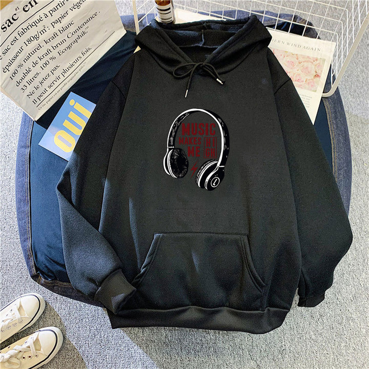 Kvinders hoodie med kreativ musikdesign Skovae